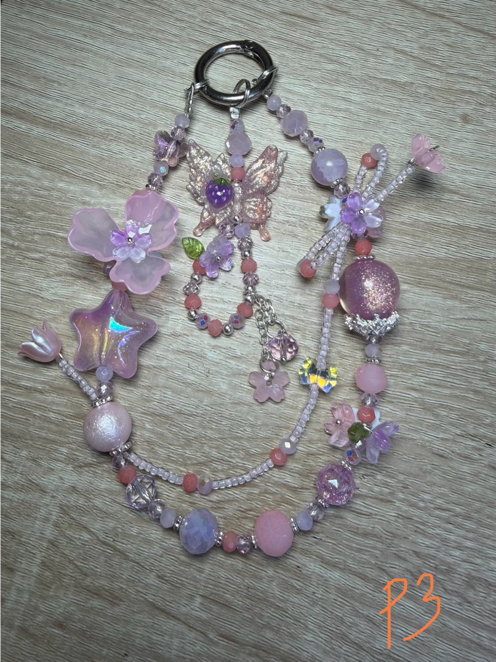 Lavender & Pink Garden Beaded Chain for Phone/Purse/Keys